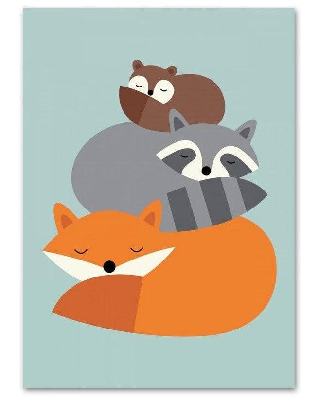 Affiche animaux colorés - Mon alpaga