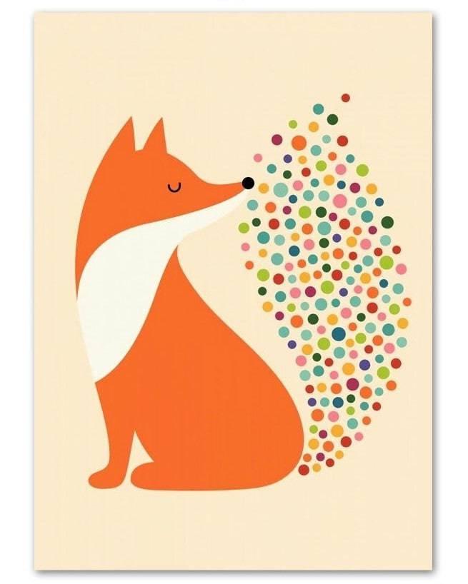 Affiche animaux colorés - Mon alpaga