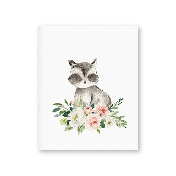 Affiche animaux fleurs roses et blanches - Mon alpaga