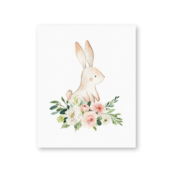 Affiche animaux fleurs roses et blanches - Mon alpaga
