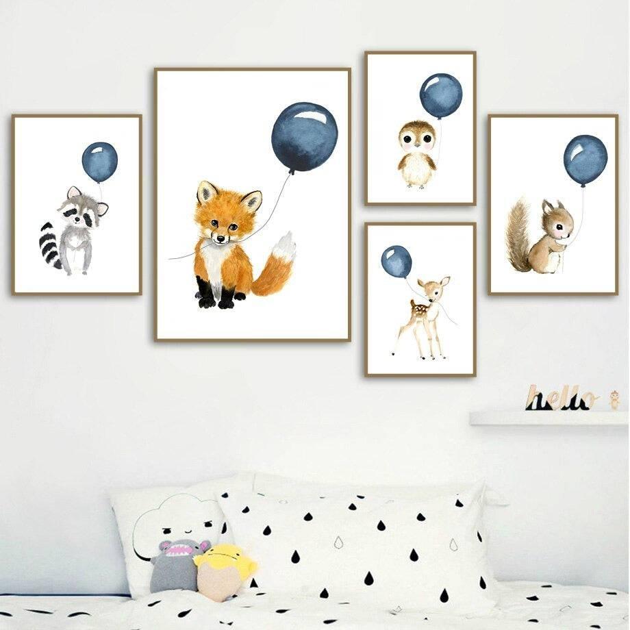 Affiche animaux de la forêt ballon - Mon alpaga