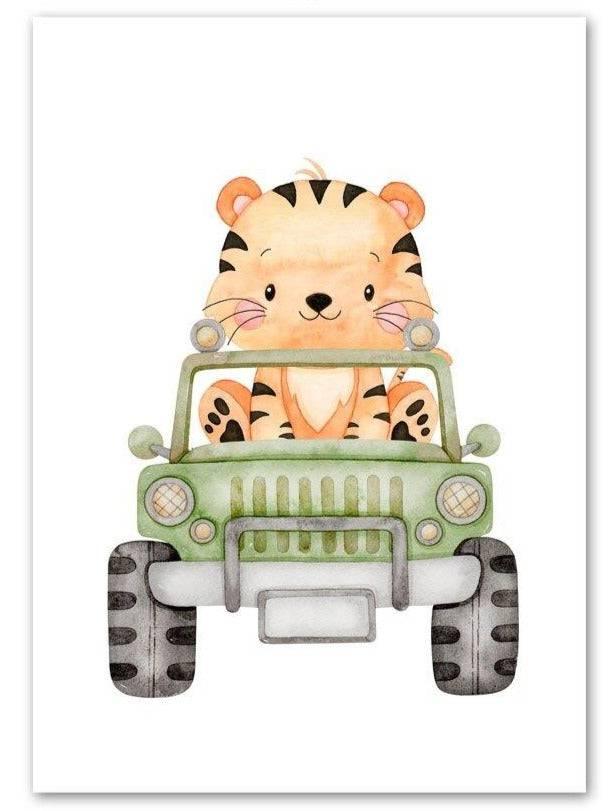 Affiches animaux voitures pastel - Mon alpaga