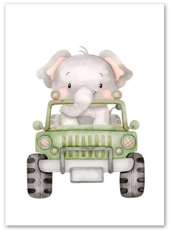 Affiches animaux voitures pastel - Mon alpaga