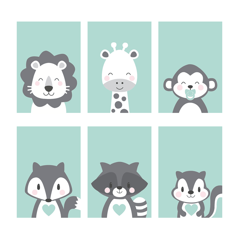 Affiche animaux bleu gris - Mon alpaga