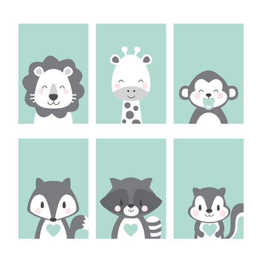 Affiche animaux bleu gris - Mon alpaga