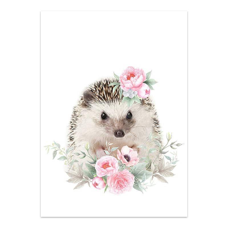 Affiche bébés animaux fleurs - Mon alpaga