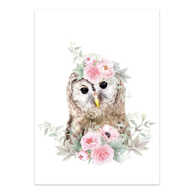 Affiche bébés animaux fleurs - Mon alpaga