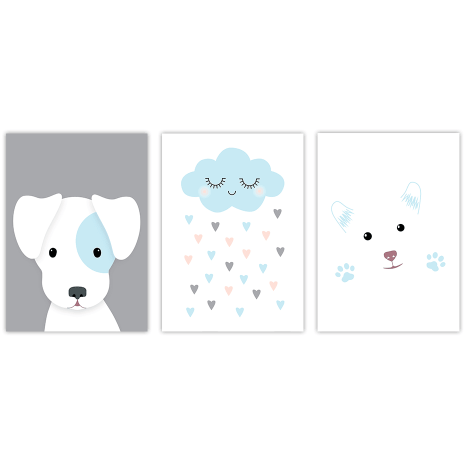 Affiches petits chiots et nuage - Mon alpaga