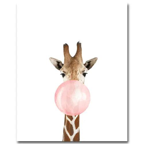 Affiche animaux chewing gum rose - Mon alpaga