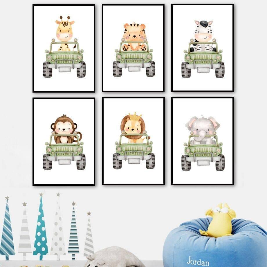 Affiches animaux voitures pastel - Mon alpaga