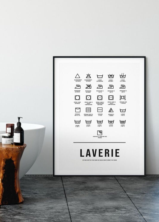 Affiche Laverie - Décryptage entretien du linge