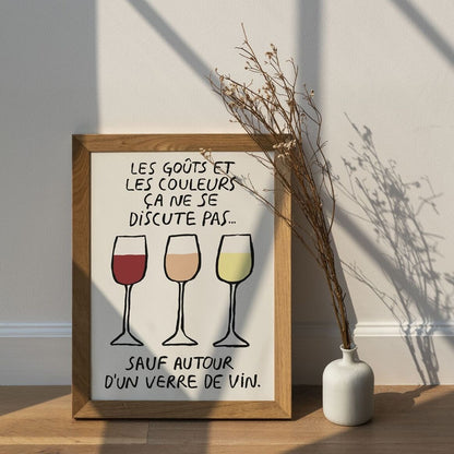 Affiches illustrées vin copain - Les goûts et les couleurs – affiche de décoration murale