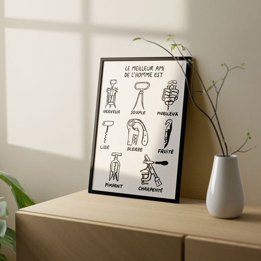 Affiches illustrées vin copain - Le meilleur ami de l'homme