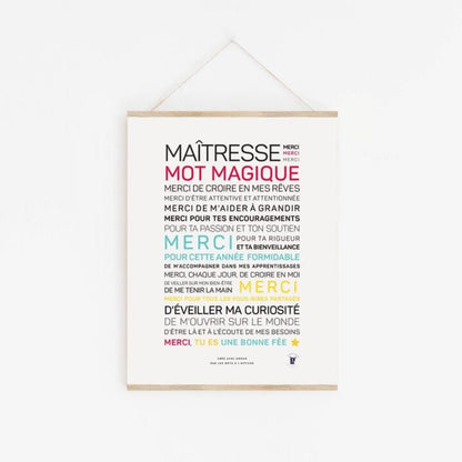 Affiche Maitresse, mot magique – affiche de décoration murale