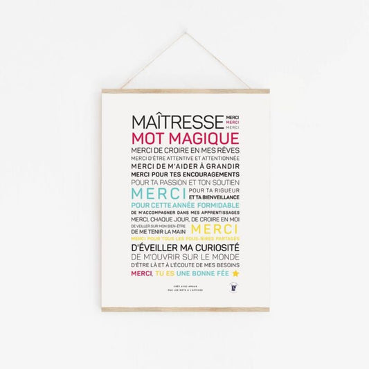 Affiche Maitresse, mot magique