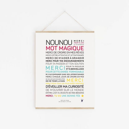 Affiche Nounou, mot magique – affiche de décoration murale
