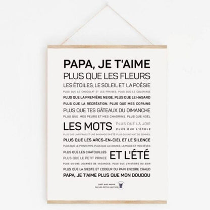Affiche Papa Je t'aime – affiche de décoration murale