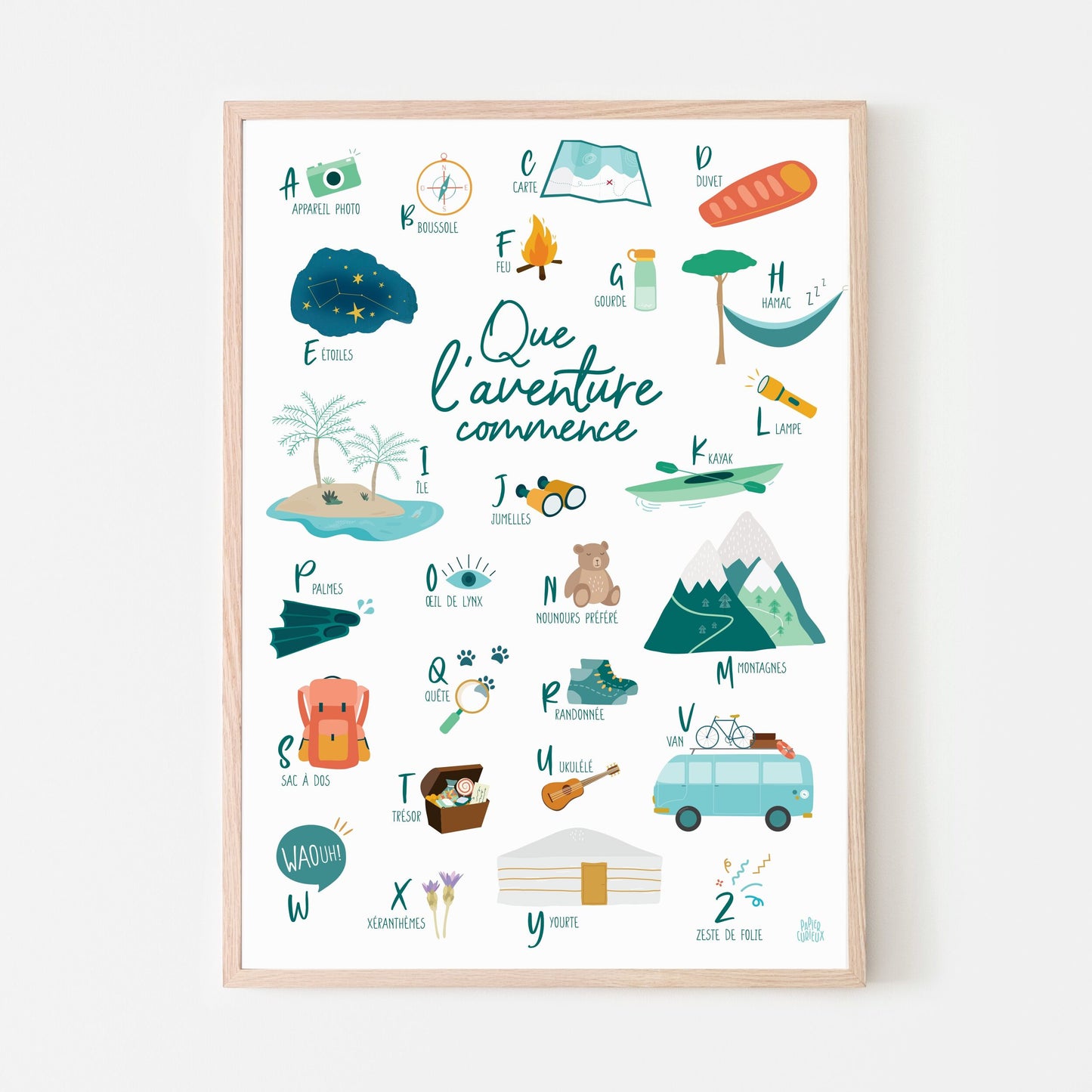 Affiche abécédaire de l'aventurier