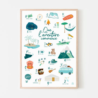 Affiche abécédaire de l'aventurier