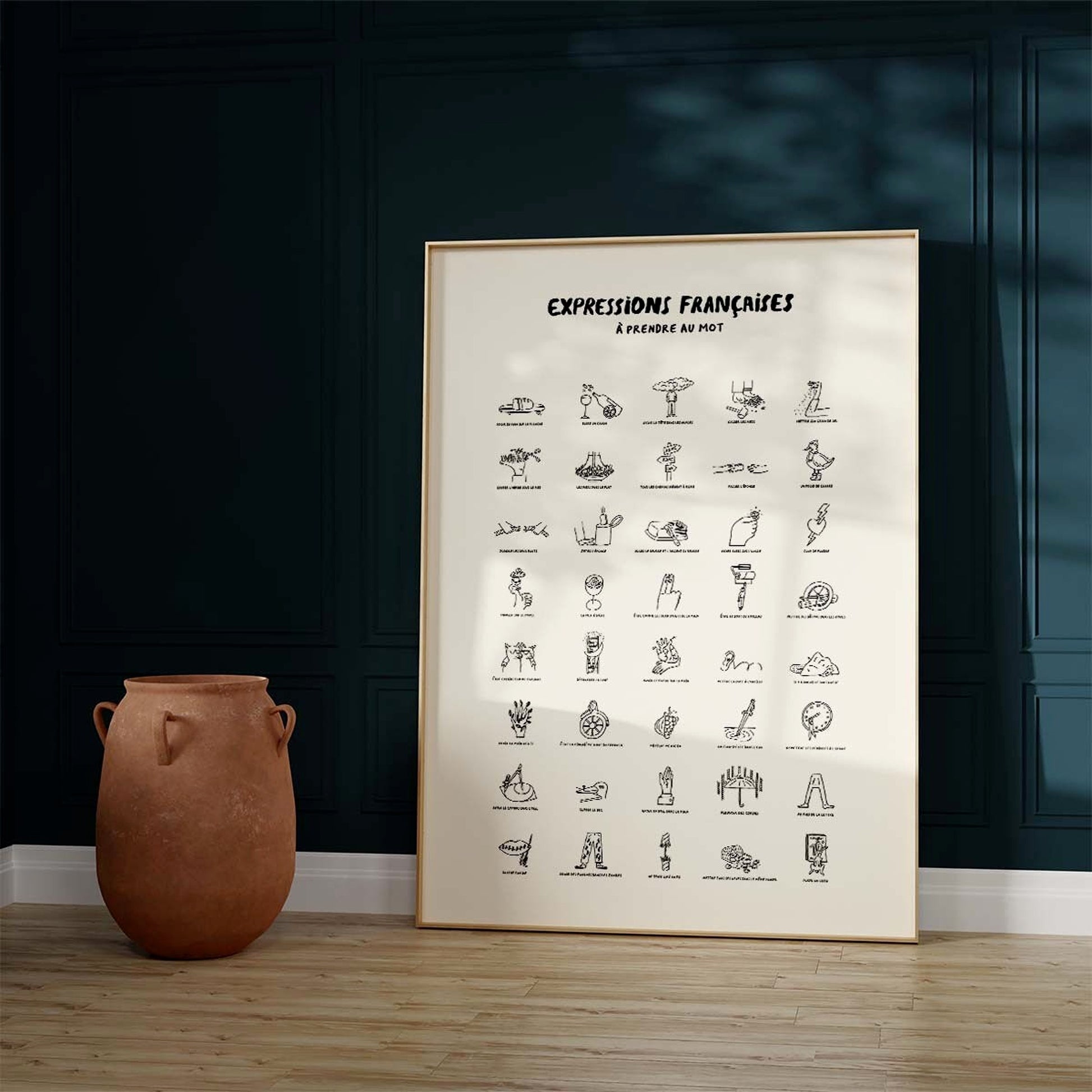 Ajoutez une touche d’humour et de culture à votre intérieur avec notre affiche des expressions françaises cultes. Idéale en déco murale originale ! Livraison rapide.