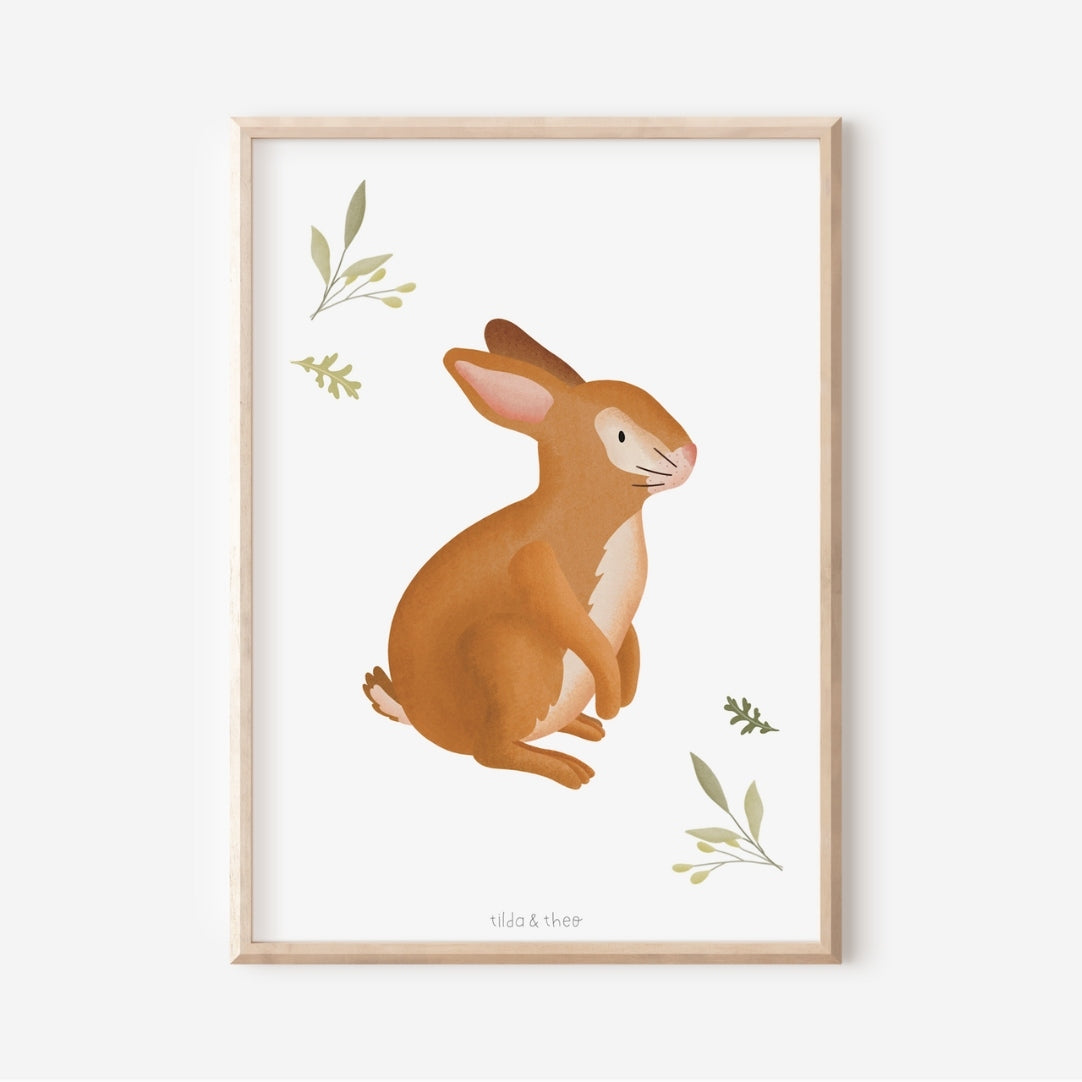 Affiche lapin - animaux de la forêt pour enfants Tilda&Theo