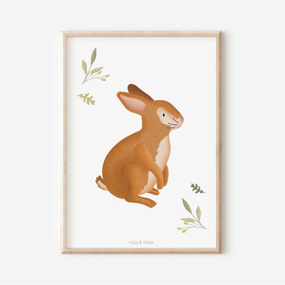 Affiche lapin - animaux de la forêt pour enfants Tilda&Theo