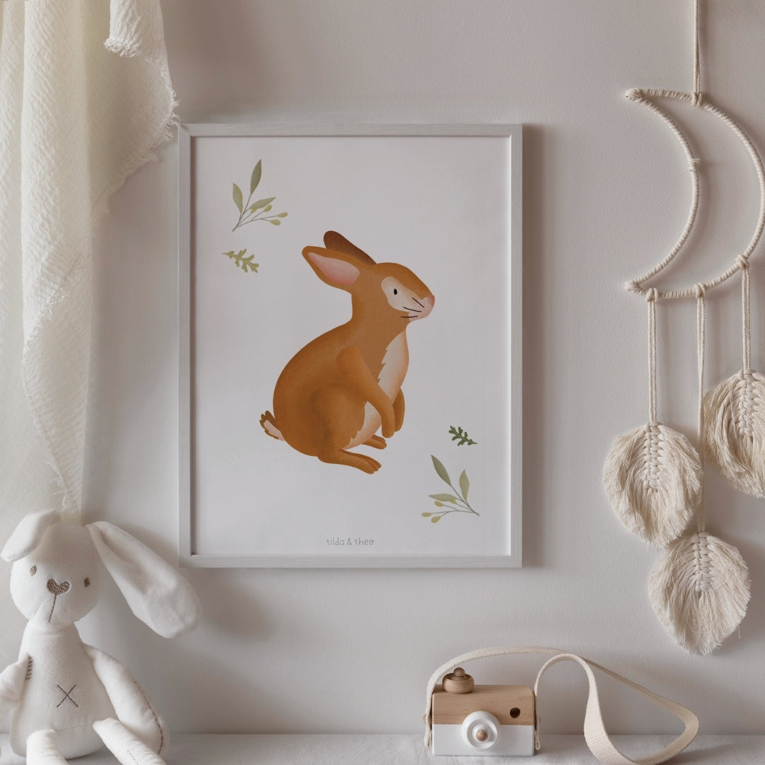 Affiche lapin - animaux de la forêt pour enfants Tilda&Theo