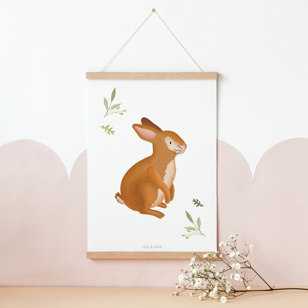 Affiche lapin - animaux de la forêt pour enfants Tilda&Theo