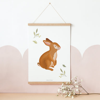 Affiche lapin - animaux de la forêt pour enfants Tilda&Theo