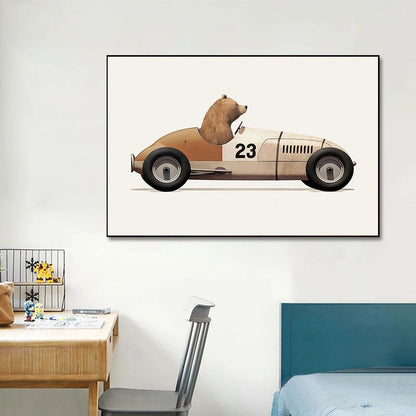 Affiches animaux course automobile