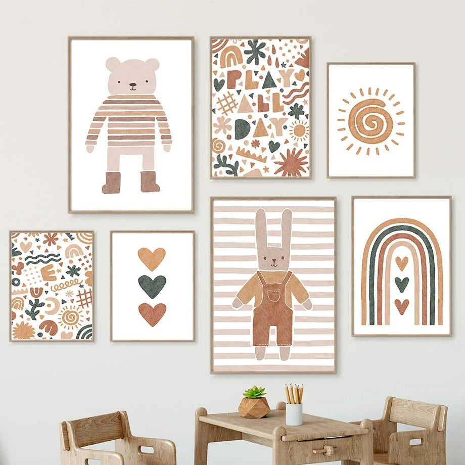 Affiches ours lapin enfant style boho - Mon alpaga