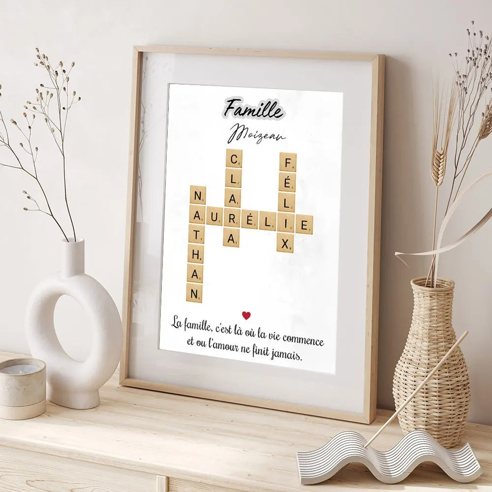 Affiche Scrabble Famille personnalisable