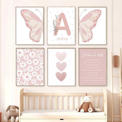 Affiches fille papillon personnalisable - Mon alpaga