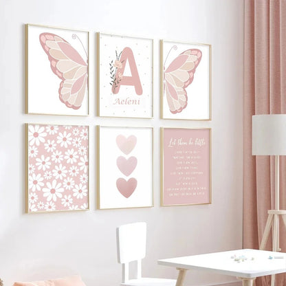 Affiches fille papillon personnalisable - Mon alpaga