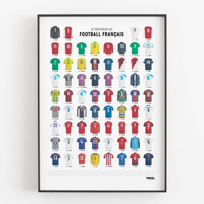 Affiche LES MAILLOTS MYTHIQUES DU FOOTBALL FRANÇAIS