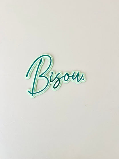 Enseigne murale plexiglas Bisou verte