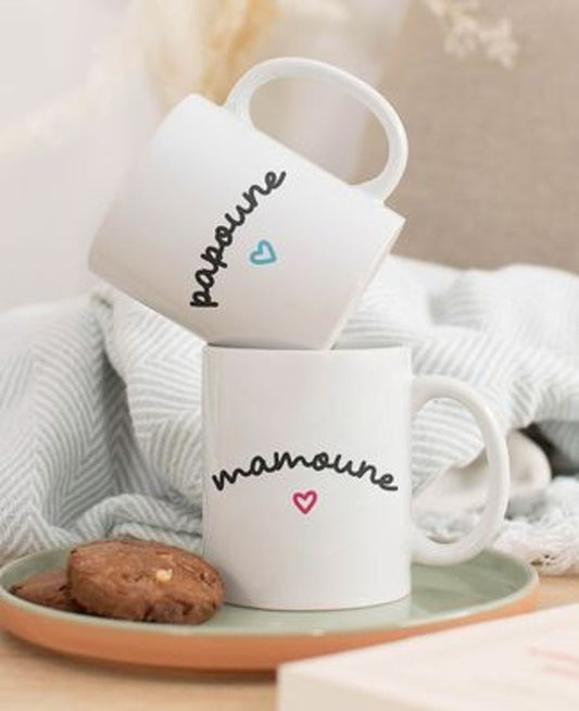 Duo Mugs Mamoune et Papoune – coffret cadeau grands-parents
