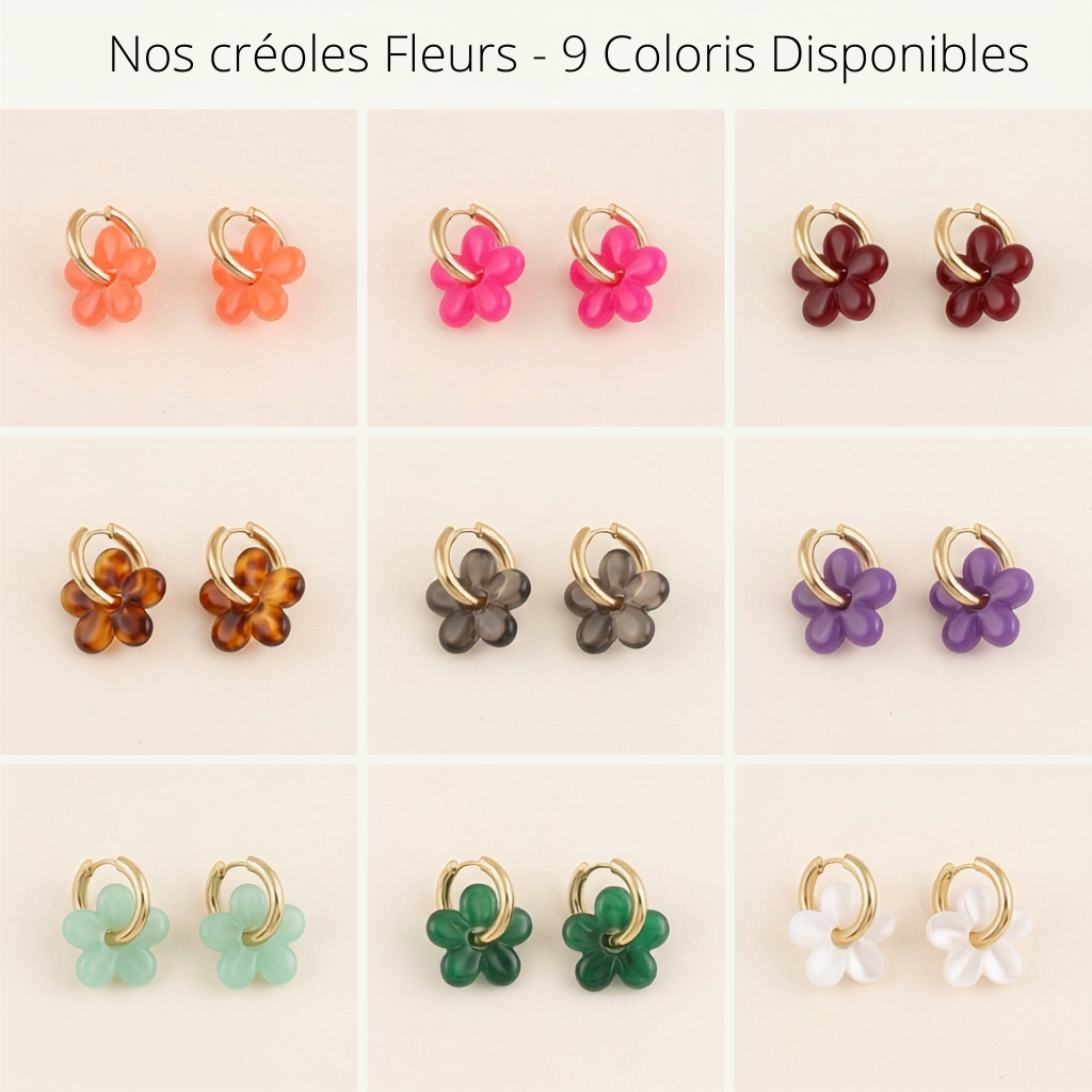 Boucles d'oreilles créoles en résine - différents coloris