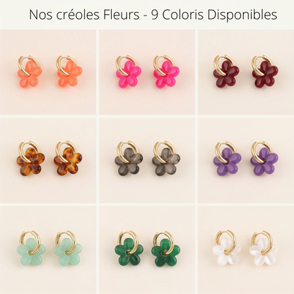 Boucles d'oreilles créoles en résine - différents coloris