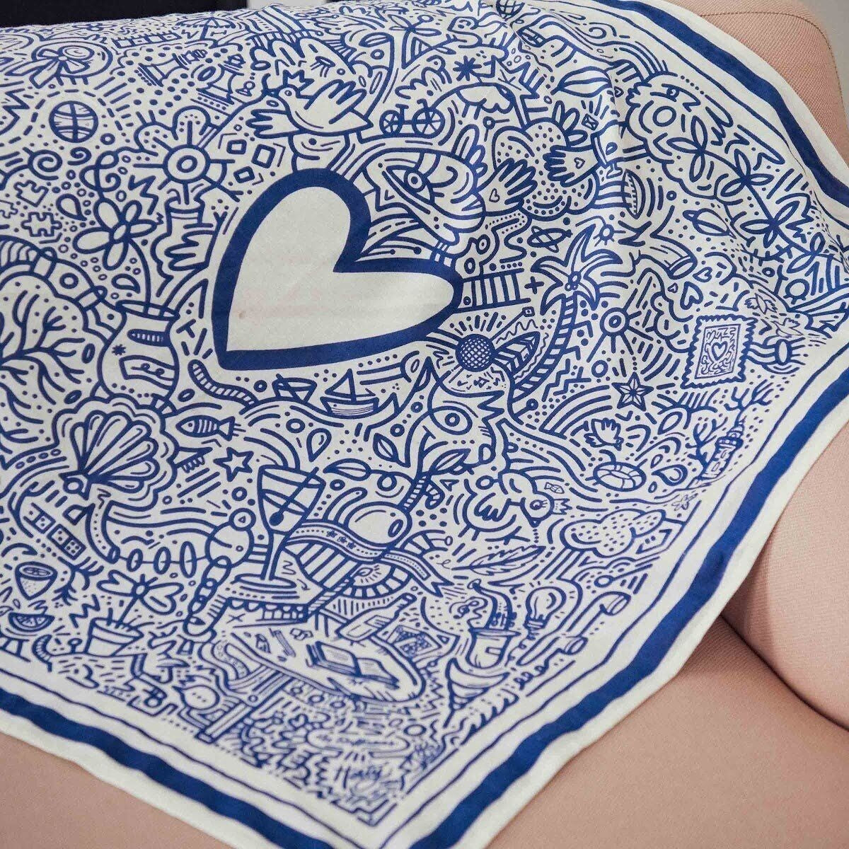 Foulard illustré en coton