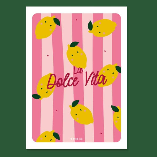 affiche dolce vita rose citron