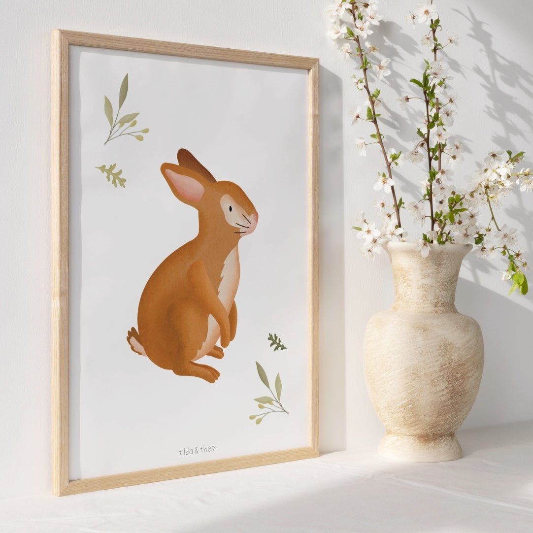 Affiche lapin - animaux de la forêt pour enfants Tilda&Theo