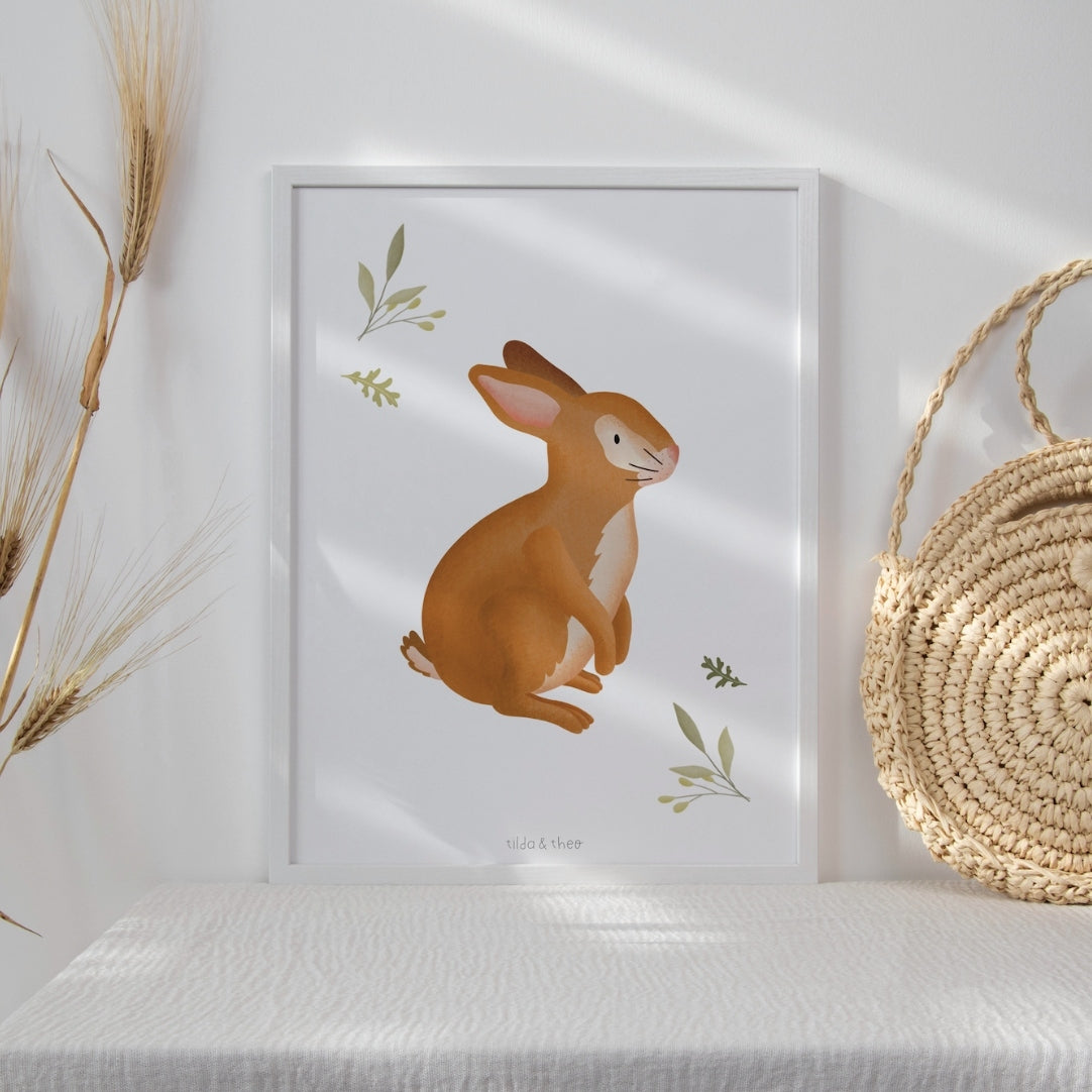 Affiche lapin - animaux de la forêt pour enfants Tilda&Theo