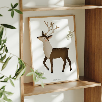 Affiche renne - animaux de la forêt pour enfants Tilda&Theo