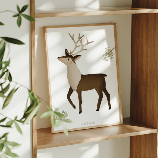 Affiche renne - animaux de la forêt pour enfants Tilda&Theo