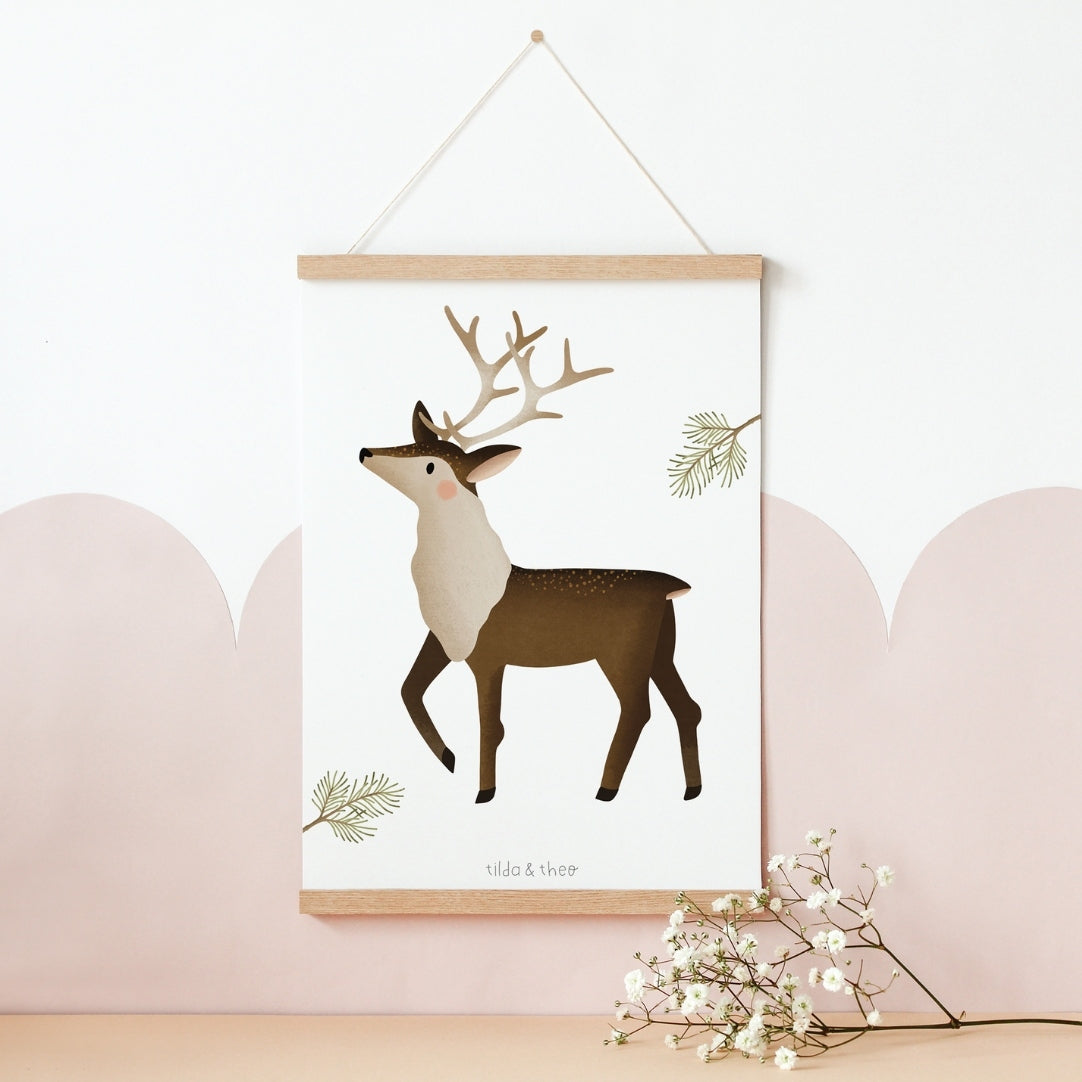 Affiche renne - animaux de la forêt pour enfants Tilda&Theo