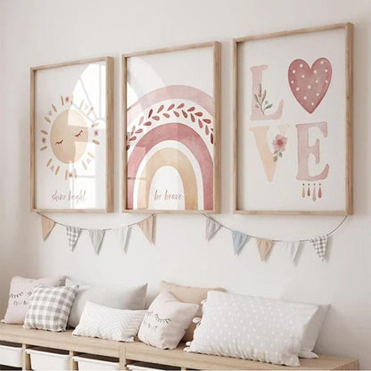 Affiches Soleil, arc-en-ciel, love rose