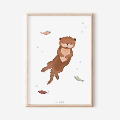 Trio Affiches Bord de Mer Bébé – Oie, Loutre, Teckel – présentation 2
