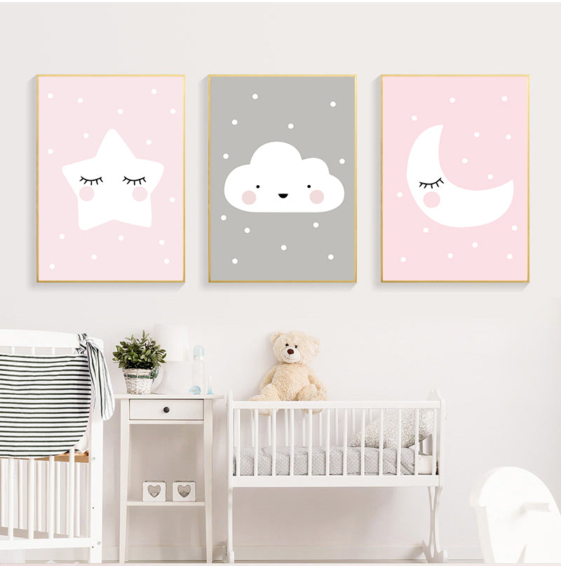 Affiche nuage, étoile et lune chambre bébé & enfant - Mon alpaga