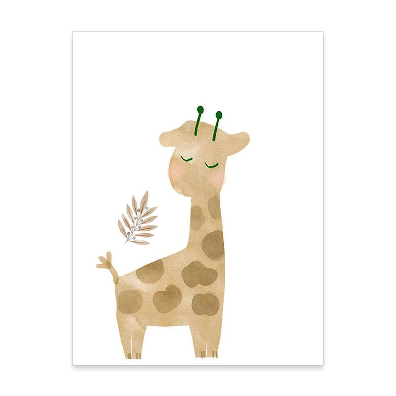 Affiches ours, paresseux, girafe, éléphant